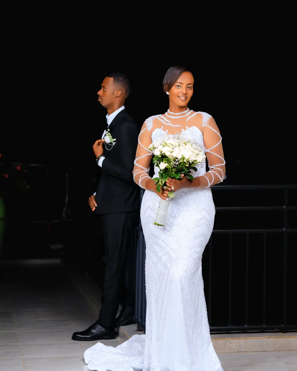 Beautiful bride with white bouquet - wedding photography Kigali Rwanda by Goshen Motion Studio