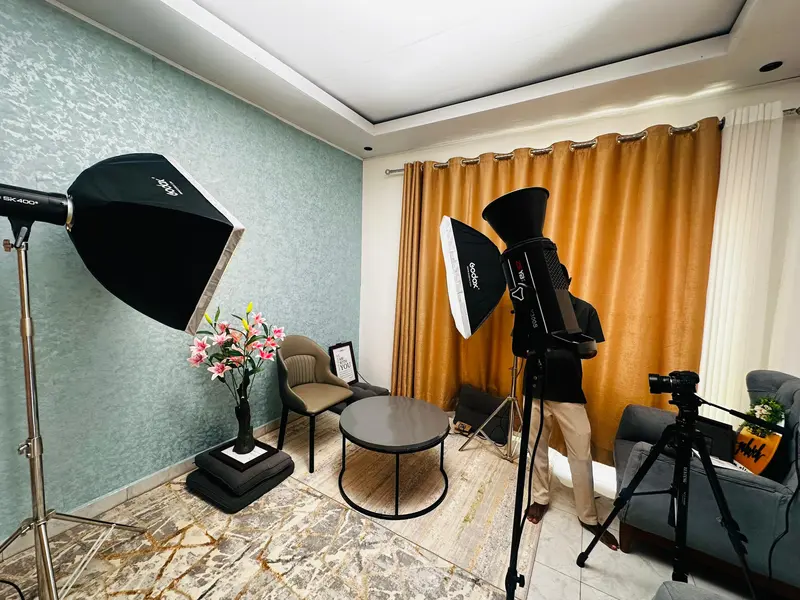 Professional photography studio setup at Goshen Motion Studio Kigali